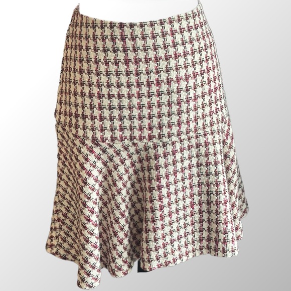 Anthropologie Maeve Bobbie Pink Plaid Flounced Mini Skirt in Size 6 - Picture 2 of 12